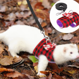 Small Pet Harness Vest and Leash Set – Bowknot Chest Strap for Rabbits, Guinea Pigs, Ferrets, Hamsters & Puppies
